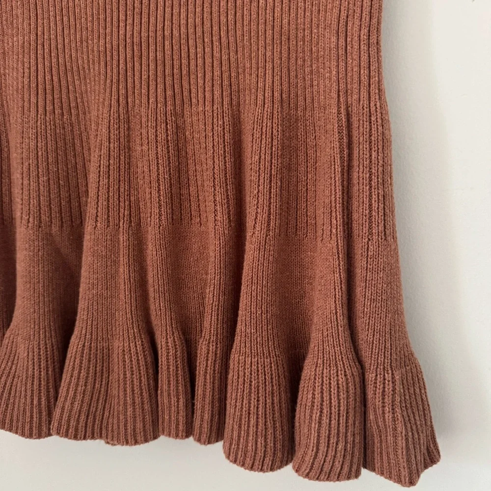 Free People Solid Gold Knit Skirt Cocoa Heather